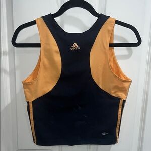 Adidas Dark Blue and Orange Athletic Tank